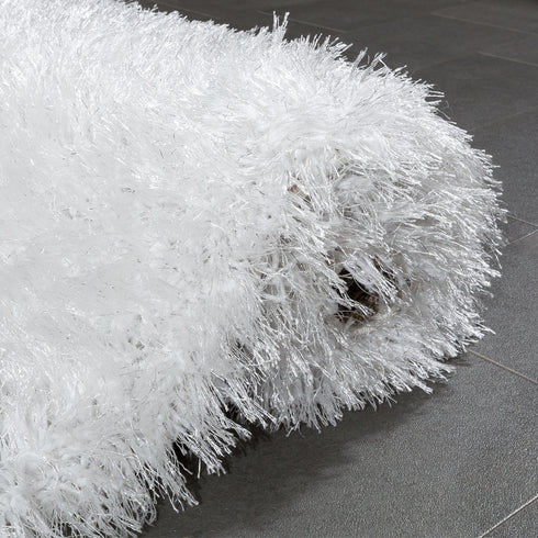 Hochflor Teppich | Flauschiger Hochflor für Wohnzimmer und Schlafzimmer | Weiß